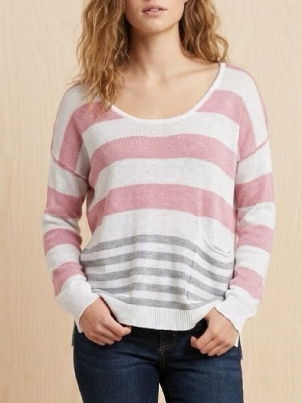 Striped Relaxed Fit Sweater Size Medium